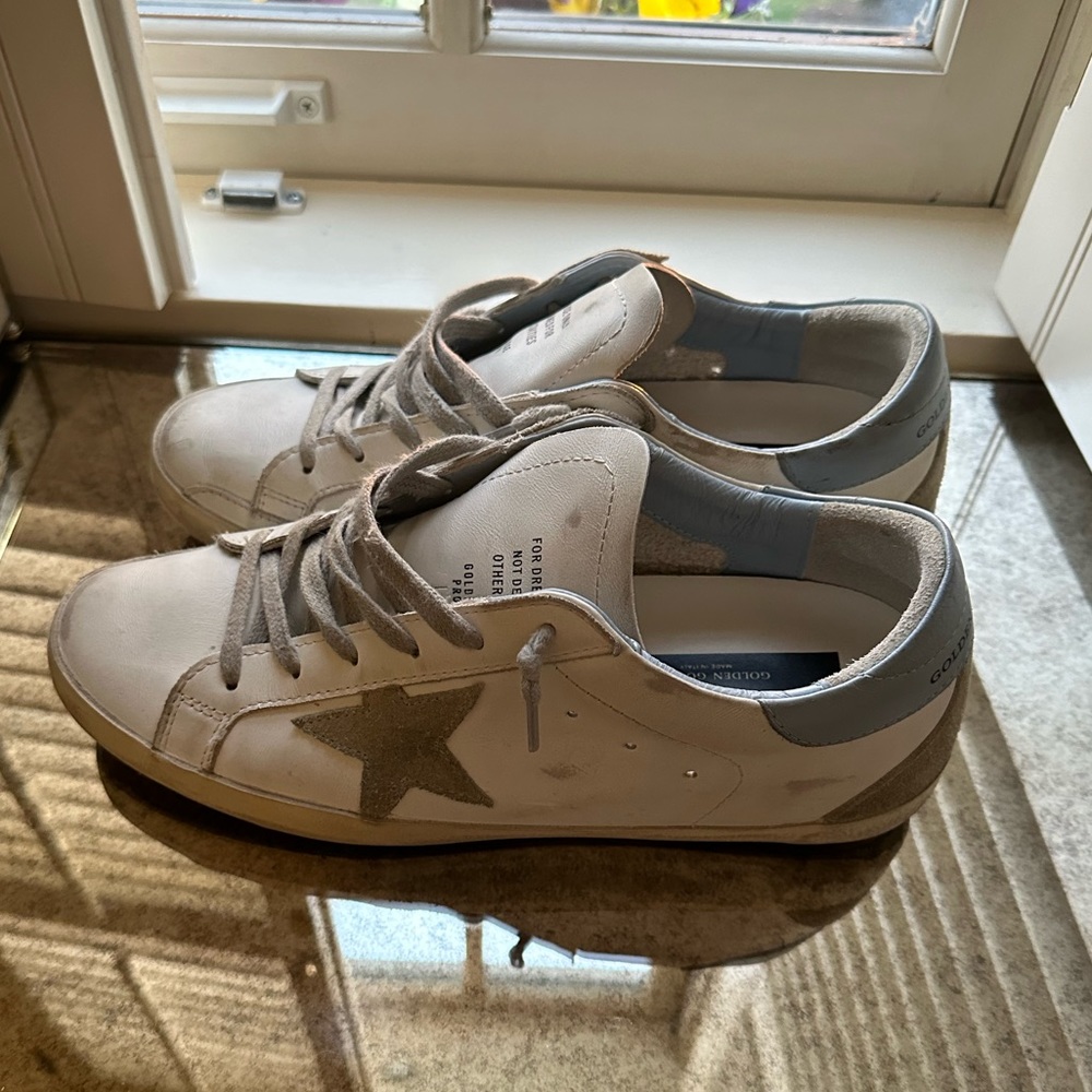 Golden Goose Superstar distressed leather and suede sneakers - size 40